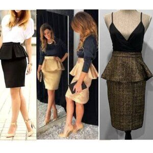 Missguided Peplum Skirt Frilly Midi Pencil